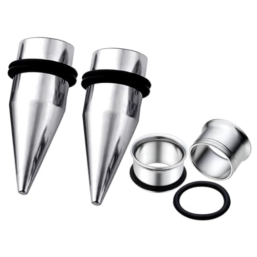 HEKEUOR 4 Piece 316l Steel Tapers and Tunnels Ear Stretching Kit Gauges Gauging Plugs Choose 1g 7/16 1/2 9/16 00g-14g - style: 13MM Silver