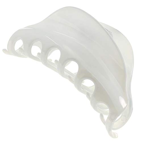 Camila Paris CP2555 French Hair Clips for Women, 3.75" White Large Claw Clip Strong Hold All Day, Girl Large Claw Clips for Thick Hair, No Damage No Slip Flat Clip for Women. Made in France - color: White