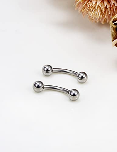 14G 16G Eyebrow Piercing Jewelry G23 Titanium Curved Barbell Eyebrow Ring Vertical Labret Lip Jewelry Rook Daith Earrings Piercing Jewelry for Women Men 6mm 8mm 10mm 12mm 14mm 16mm - color: 16G-6mm