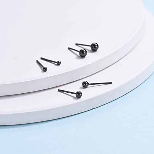 EPIRORA Sterling Silver Stud Earrings for Women- 3 Pairs Tiny Ball Stud Earrings Round CZ Cubic Zirconia Earrings Pearl Earrings Set Cartilage Small Tragus Earrings(2mm,3mm,4mm) - style: Ball earrings(2mm,3mm,4mm)-Black gold