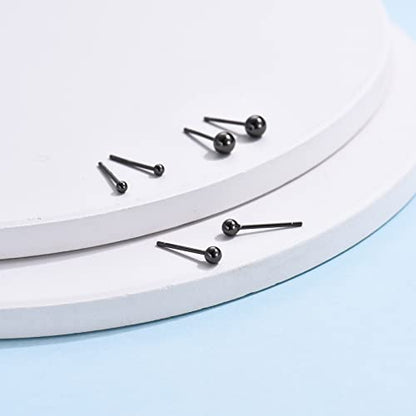 EPIRORA Sterling Silver Stud Earrings for Women- 3 Pairs Tiny Ball Stud Earrings Round CZ Cubic Zirconia Earrings Pearl Earrings Set Cartilage Small Tragus Earrings(2mm,3mm,4mm) - style: Ball earrings(2mm,3mm,4mm)-Black gold