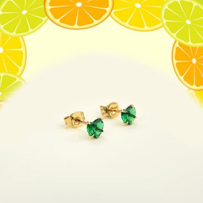 12 Pairs Surgical Stainless Steel Stud Earring Round Heart Star Square Cubic Zirconia Birthstone Stud Earrings Set for Women - color: Gold heart 4mm