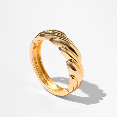 YBMYCM Chunky Gold Cuff Bangle Bracelets for Women Wide Gold Bangle Hammered Open Wrist Cuff Bracelets Wrap Bracelet - style: A-Gold