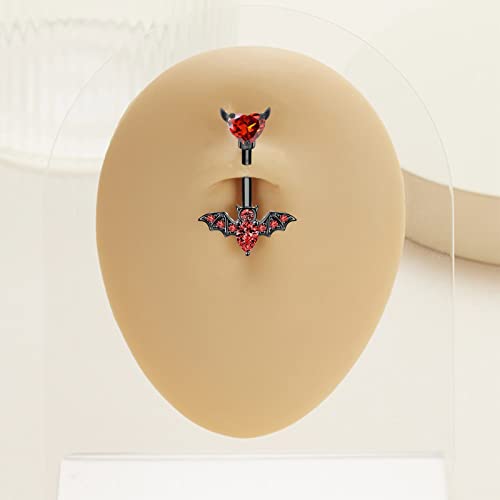 MIFYNN Stainless Steel Belly Button Ring Bat Belly Button Ring Butterfly Belly Button Ring 14G Surgical Steel Navel Ring Belly Piercing Jewelry Halloween Body Jewelry Gift for Women - color: Black bat
