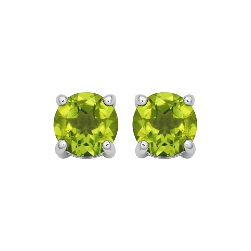 Amazon Essentials Sterling Silver Round Birthstone Stud Earrings - color: Green Peridot, August
