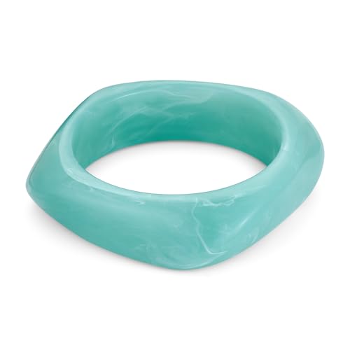 Chunky Acrylic Bangles Bracelets For Women Geometric Acrylic Resin Acetate Mottled Wide Bangle Bracelet Statement Colorful Bangles for Party - color: 03-square bangle