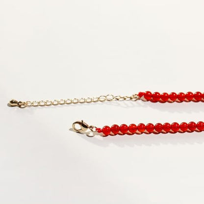 Simple 4mm Gemstones and Crystals Choker Necklace Unisex 16"-18" | Necklaces for Women Men, Adjustable, 40-45 cm Chain Length, Handmade, Spiritual Gemstones, Positive Energy, Daily Wear - style: Red Agate