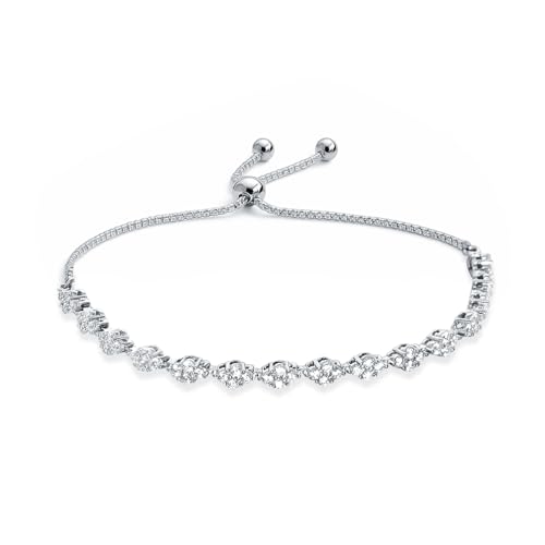 LeCalla 925 Sterling Silver Sliding Bolo Bracelet | Adjustable Beaded Tennis Bracelets for Women | Adjustable Slider Bolo Bracelets Gifts for Her - color: Diamond Shape CZ
