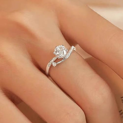 Graceful Eternity Women's Rings Luxury Wedding Band with Shiny Round CZ | Proposal, Wedding Ceremony, Bridal Party, Bridesmaid, Wedding Anniversary, Romantic Date Night, Honeymoon - color: silver color