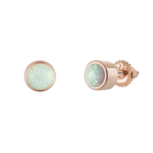 Bolenvi Birthstone Crystal Stud Earrings, 925 Sterling Silver Back Posts, Small Stud Earrings for Women and Men - color: Opal October Birthstone