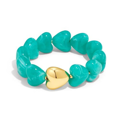Multicolor Chunky Beaded Bracelet for Women Bold Acrylic Resin Stretch Bracelet Summer Beach Statement Bracelets Trendy Elastic Bangle Jewelry - color: Heart bracelet-blue