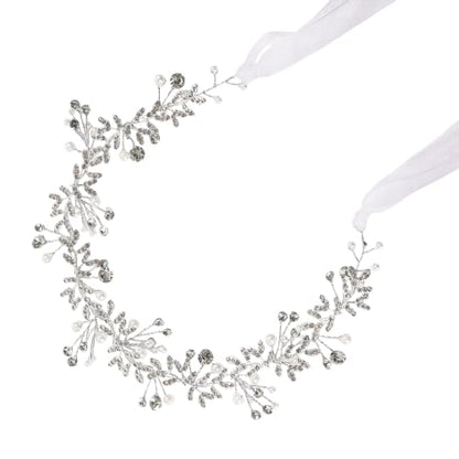 Bridal Headpiece Wedding Headband Rhinestone Hair Accessories for Birthday Party First Communion (Silver) - color: Silver