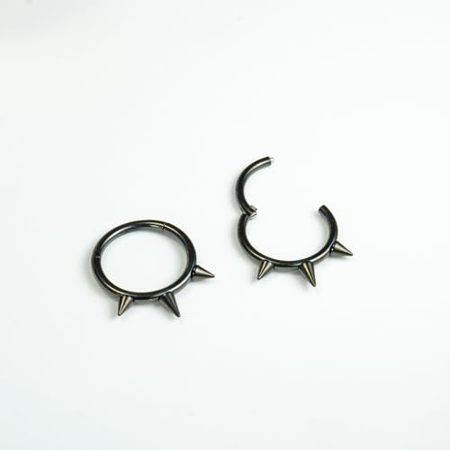 16G 2PCs Spike Clicker Snake Bite Jewelry, Septum Ring, Hoop Lip Rings Snake Bites, Labret Jewelry for Lip Piercing, Cartilage Hoop Earrings, 8mm 10mm 12mm - color: Black-2PCs, size: 16G-8mm