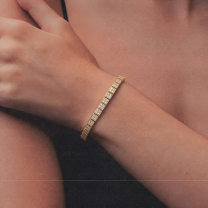 Tennis Bracelet for Women, Cubic Zirconia, Gold or Rhodium, 1.5-3mm | 18K Gold-Plated or Rhodium-Plated Brass, Cubic Zirconia, 1.5-3mm Widths, 6.5-7.5 in, Fade-Resistant, Jewelry Gift Box Ready - color: 1.5MM | Gold-plated | 7.5 in