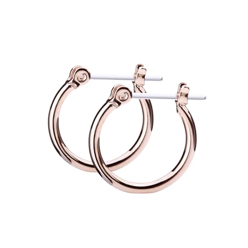LOKUMI Resin Post Hoop Earrings | Hypoallergenic & Nickel-Free | Made in Japan | Available in 6 sizes and 3 finishes: Silver, 24K Gold, and Pink Gold - color: 15mm 18K pinkgold plated