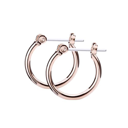 LOKUMI Resin Post Hoop Earrings | Hypoallergenic & Nickel-Free | Made in Japan | Available in 6 sizes and 3 finishes: Silver, 24K Gold, and Pink Gold - color: 15mm 18K pinkgold plated