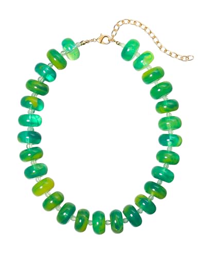 Chunky Beaded Necklace for Women, Resin Oversized Beaded Choker,Bold Statement Chain,Large Beads Necklace, Fashion Jewelry for Spring Summer Gifts - color: Light Green