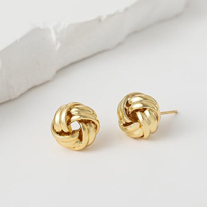 SHERLOVE Chunky Knot Gold Earrings Women Statement Drop Dangle Earrings | 14K Gold Plated Hypoallergenic Lightweight,Trendy Dainty Elegant Cute,Women Gold Jewelry Fashion Accessories Gifts - color: Knot Gold E