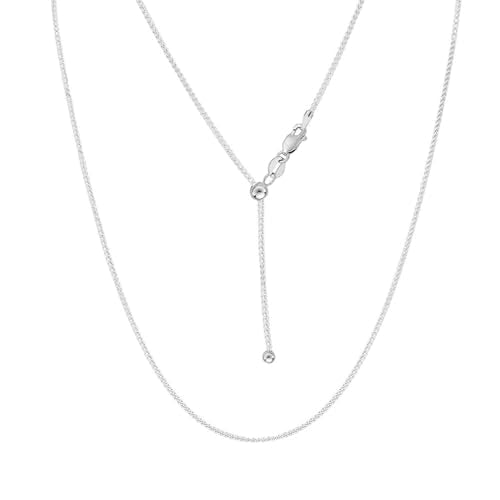 Savlano 925 Sterling Silver 1MM Curb Chain Necklace - 18K Gold Plated Adjustable Bolo 14-24 Inch Link Chain for Women Comes with a Gift Box - Made in Italy - color: Silver