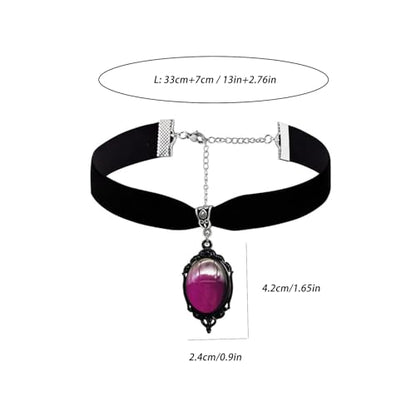 Gothic Black Velvet Goth Choker Necklace for Women,Cameo Black Choker Crow Skull Pendant Necklace Vintage Collar Skull Necklace Gothic Jewelry - style: Purple