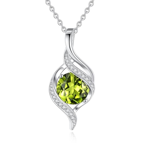 FANCIME Birthstone Necklace for Women Jewelry Gift for Her | Infinity Love Pendant Sterling Silver, Birthday Gift for Women, Adjustable 16+2" - color: 08 - Created Peridot
