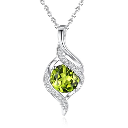 FANCIME Birthstone Necklace for Women Jewelry Gift for Her | Infinity Love Pendant Sterling Silver, Birthday Gift for Women, Adjustable 16+2" - color: 08 - Created Peridot