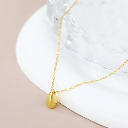 EVEYE S925 Sterling Silver Necklace For Women, Teardrop Pendant Necklaces, Pear Pendant Necklace Jewelry Minimalist style Gift - color: Yellow Gold