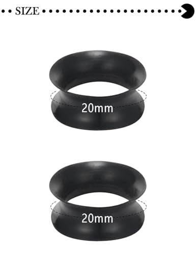 10G-50mm Thin Black Silicone Ear Gauges Tunnels Rubber Ear Plugs Gauges Double Flared Flexible Tunnel Earrings for Women Men - color: 20mm = 25/32 inch
