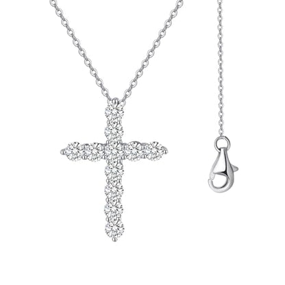 Women's Cross Pendant Necklace, 925 Sterling Silver Gold Plated with 5A Cubic Zirconia, 18"+2" Adjustable Chain, Christian Religious Jewelry Gift for Wife Daughter Mom,Birthday Gift
