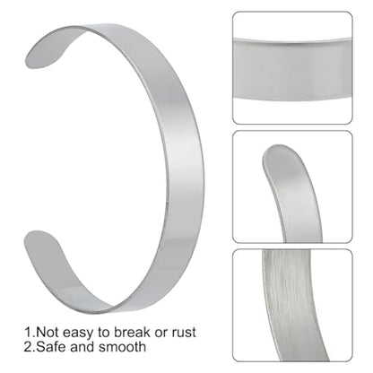 10 Pcs 304 Stainless Steel Blank Core Bracelets 0.39inch Width, Cuff Bangle Bracelet Blank Plain Bangles Grooved Cuff Bangles Armband Bangles for Women Men Decoration Jewelry Making