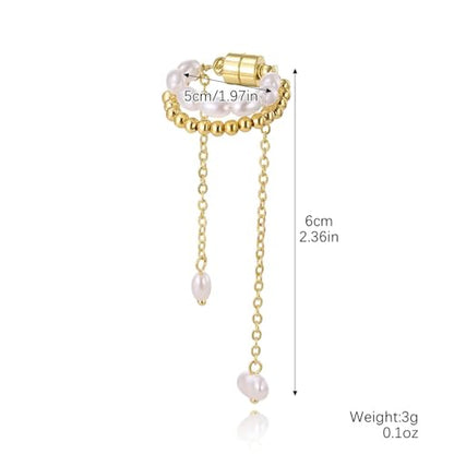 14K Gold Plated Ear Cuff Earring for Women Non Piercing, Dainty Pearl Tassels Beads Ear Cuff Minimalist Cuff Earrings Jewelry Gift - style: Pearl Tassel Chain1