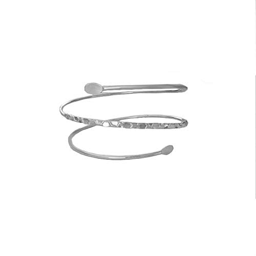 HUNO Minimalist Metal Punk Spiral Coil Upper Arm Cuff Open Arm Bracelet Armlet Adjustable Hammered Wrap Armband Bangle for Women-spiral silver