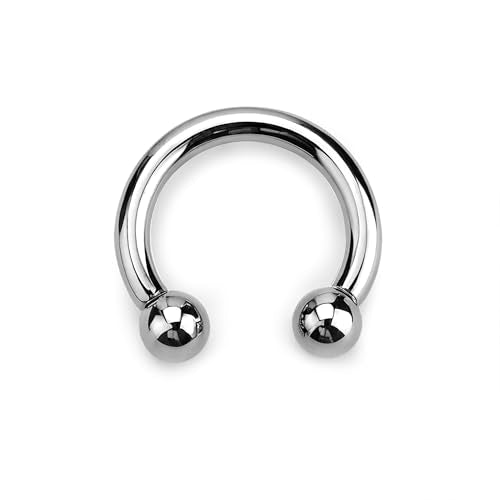G23 Titanium Septum Ring Horseshoe Pincher Spike Nose Piercing Jewelry | 00/0/2/4/6/8/10/12G Circular Barbell Stretched Body Piercing Jewelry for Women Men,ASTM F136 Titanium Earrings, 10/12/16/19mm - color: Titanium-Horseshoe Balls, size: 8G(3mm)-16mm