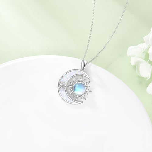 LUHE Star Moon Necklace for Women Sterling Silver Moon Pendant Necklace Star Jewelry Gifts for Women - style: star moon 1