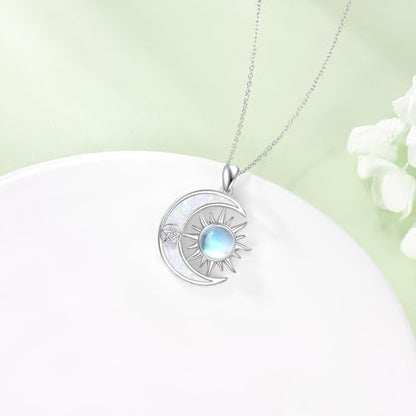 LUHE Star Moon Necklace for Women Sterling Silver Moon Pendant Necklace Star Jewelry Gifts for Women - style: star moon 1