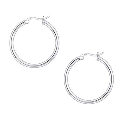 Savlano 925 Sterling silver Round Hoop Earrings for Women & Men Comes in 10MM-25MM - size: 25 Millimeters