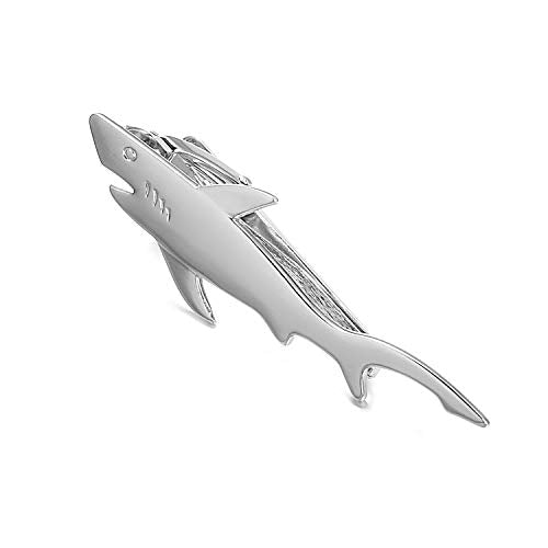 Yoursfs Novelty Marine Animals Tie Clip for Men Shark Whale Unique Cool Personalized Business Tie Bar Pin Jewelry for Valentine's Day Gifts - style: White Shark