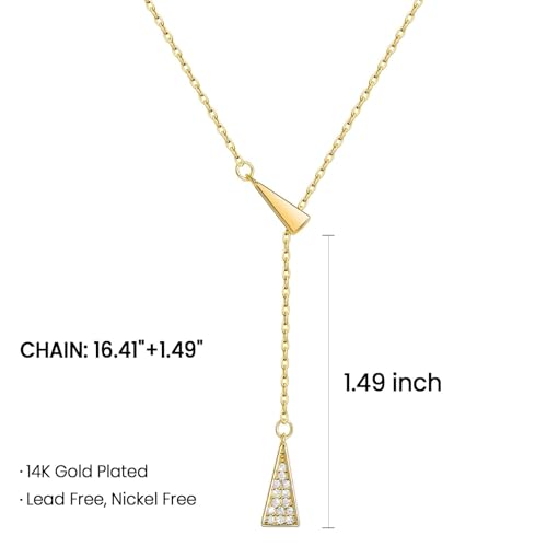 925 Sterling Silver Lariat Necklace for Women | Long 14K Gold Plated Y-Shaped Pearl Necklace CZ Crystal Ball Sparkle Necklace for Mother Daughter Bride Wedding Jewelry - color: Style 2-Gold