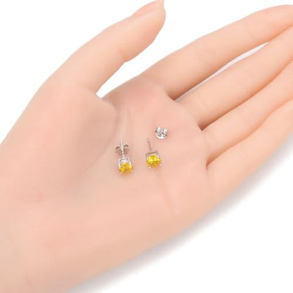 Adabele Authentic Sterling Silver Birthstone Stud Earrings 6mm 8mm Cubic Zirconia Imitation Diamond Gemstone Hypoallergenic Nickel Free Tarnish Resistant Women Fine Jewelry - color: November, size: 6mm/0.84 Carat