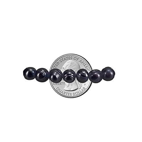 Savlano 8-9MM Cultured Freshwater Baroque Pearl Stretch Bracelet 7 Inches. Available In a Range of Beautiful Colors, For Women Comes with Gift Box - color: Black