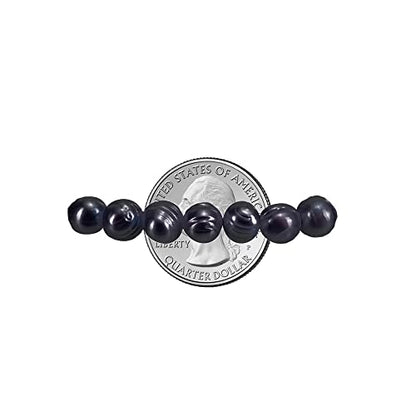 Savlano 8-9MM Cultured Freshwater Baroque Pearl Stretch Bracelet 7 Inches. Available In a Range of Beautiful Colors, For Women Comes with Gift Box - color: Black