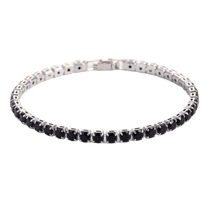 GulCean 14K Gold Plated 4mm Cubic Zirconia Classic Tennis Bracelet Copper CZ Charm Iced Out Tennis Bracelet for Women Men Size 6.7inch 7.5 inch - color: Black, size: 7.5inch(19cm)
