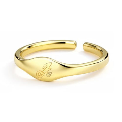 Initial Rings for Women Men - Dainty 14K Gold Plated Signet Rings, Open Adjustable Letter & Heart Ring Jewelry, Christmas Stocking Stuffers Birthday Gifts for Women - style: A'