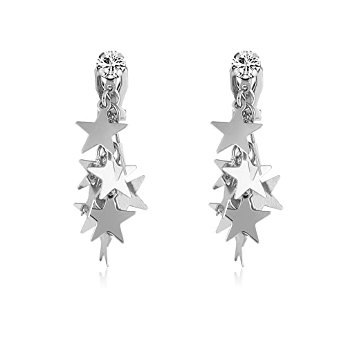Women's Statement Clip-On Earrings Hypoallergenic Lightweight Clip Earrings - color: silver star