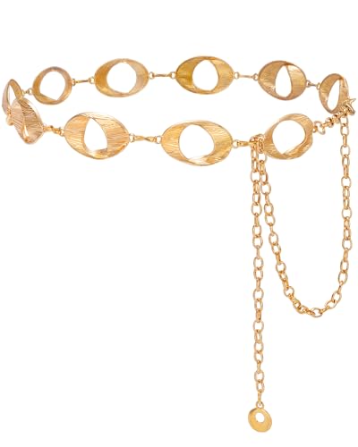 maikun Gold Chain Belt for Women, Fashion Metal Belt Wasit Chain for Women | Adjustable Body Link Gold Belts