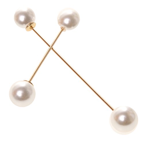 LoveinDIY 2-Piece Faux Pearl Brooch Pin Set, Alloy Scarf Clips for Wedding, Banquet, and Sweater Decoration