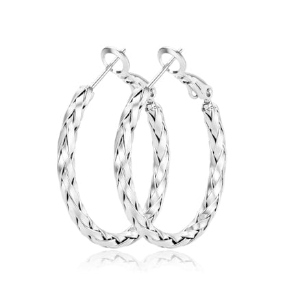 3MM Thin Sterling Silver Hoop Earrings for Women Hypoallergenic | Lightweight Small Silver Hoop Earrings Thin Twisted Hoop Earrings for Sensitive Ears - color: Silver-30MM