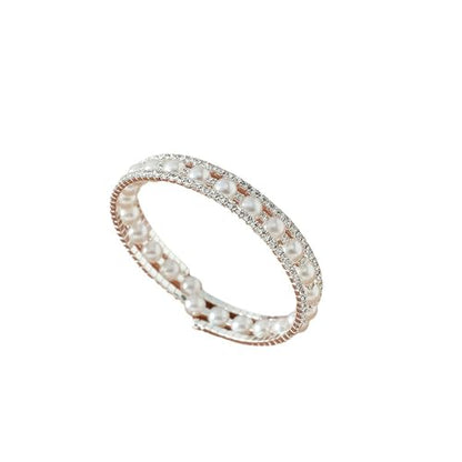 Pearl Stretch Cuff Bracelet for Women Adjustable Multilaye Rhinestone Crystal Bracelet Wedding Party Brides Bridesmaid Jewelry - color: Gold Style