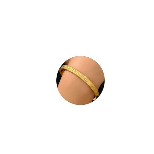 Gold Bangle for Women 18K Gold Plated Bamboo Heart Star Labyrinth Bangle Bracelets Dainty Stainless Steel Jewelry Gifts - color: Labyrinth Bangle-Gold