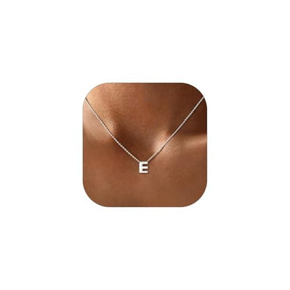 ChicSilver 925 Sterling Silver Initial Necklace for Women Dainty Letter Jewelry Personalized Gift - style: 05.E